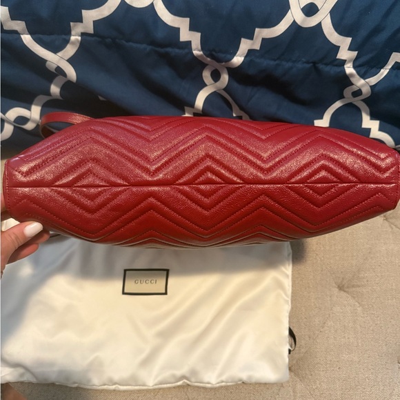 Gucci Red Gold Chevron Quilted Shoulder Bag - Picture 10 of 14